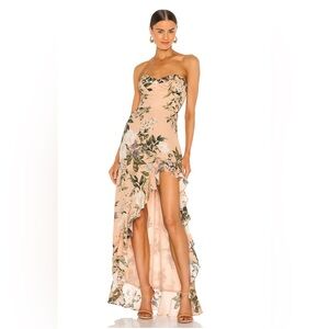 Amanda Uprichard Blush Floral High-Low Strapless Dress